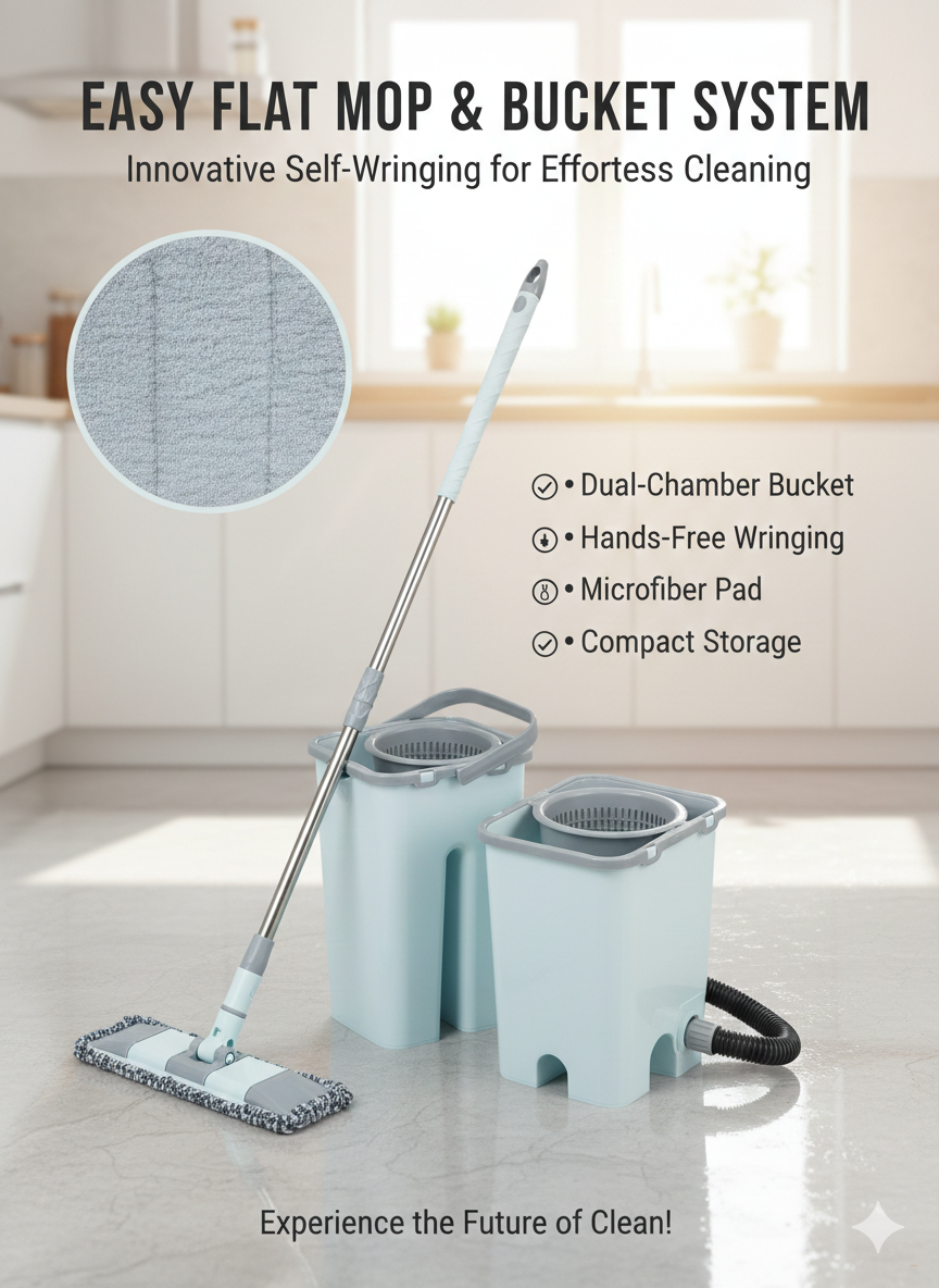 Плоская швабра с ведром