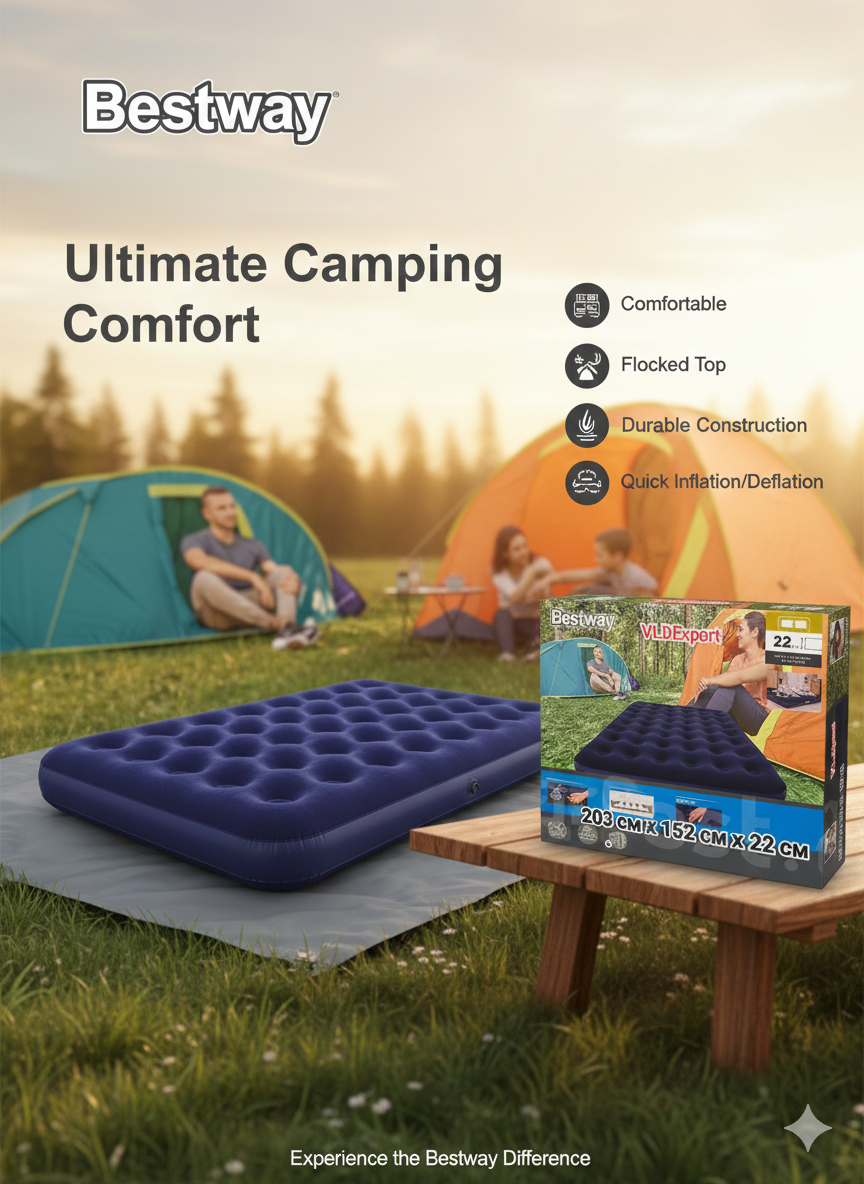 Матрас надувной Bestway с подушками и насосом 152*203*22см