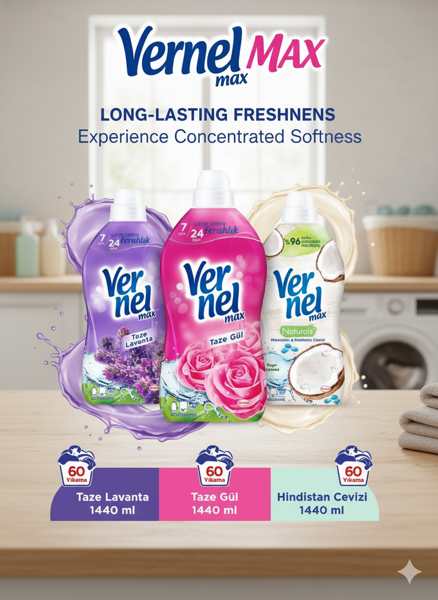 Кондиционер для стирки Vernel, свежесть розы, 1.44 л