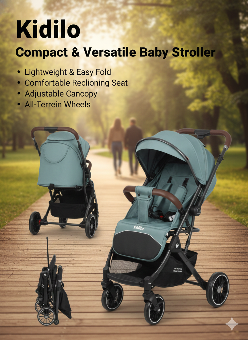 Прогулочная коляска Kidilo K535-1 (зелёная)