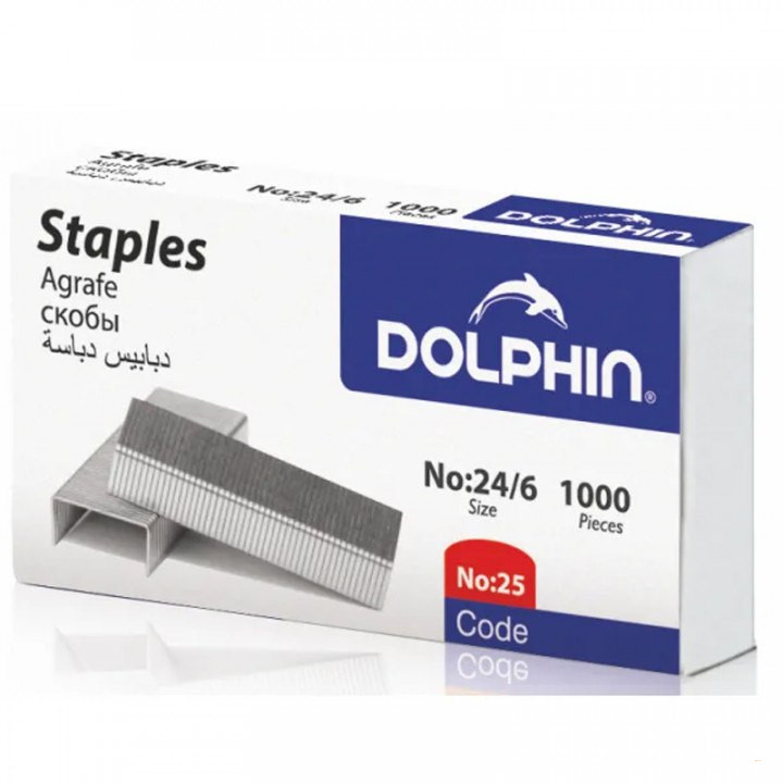 Скобы для степлера №24/6 DOLPHIN стальные,